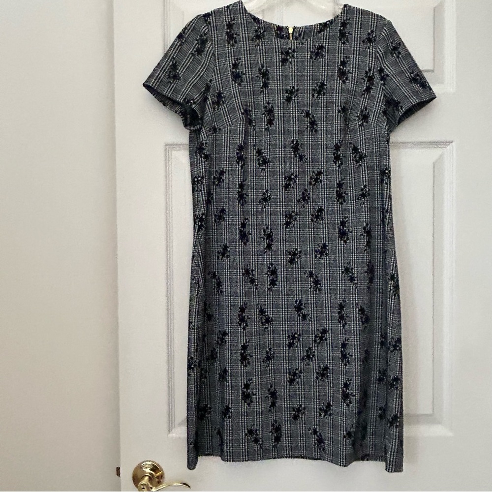 Calvin Klein Plaid Floral Dress Black and White